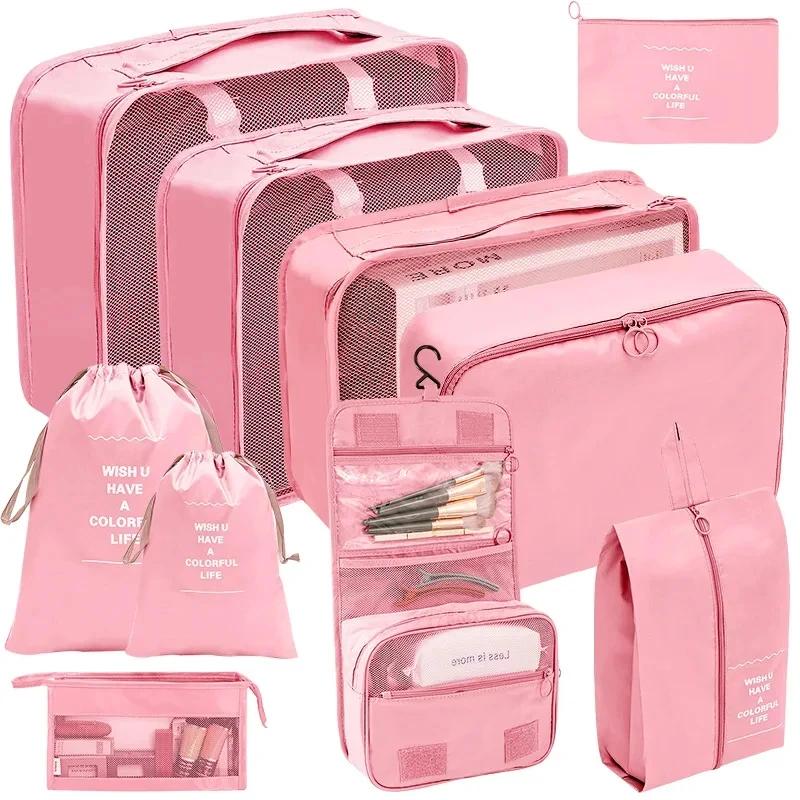 8 Pcs Set Travel Organizer Storage Bags Suitcase Packing Cubes Set Cases Portable Luggage Clothes Shoe Tidy Pouch Folding