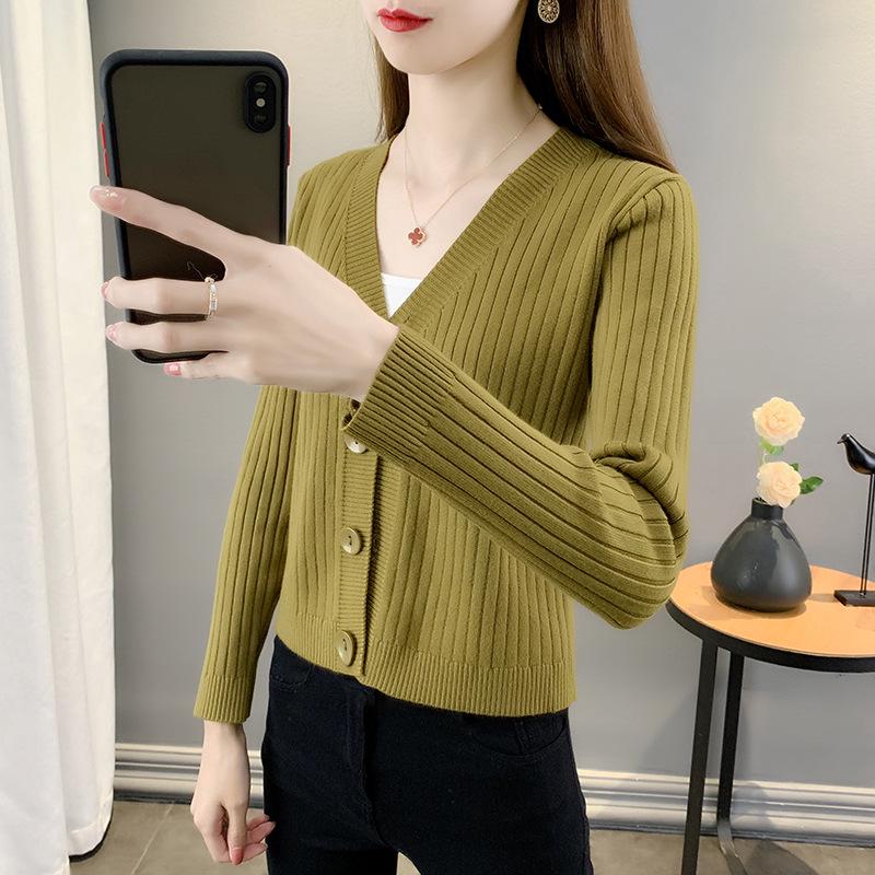 2025 New Style Petite V-Neck Airy Knit Cardigan for Early Autumn