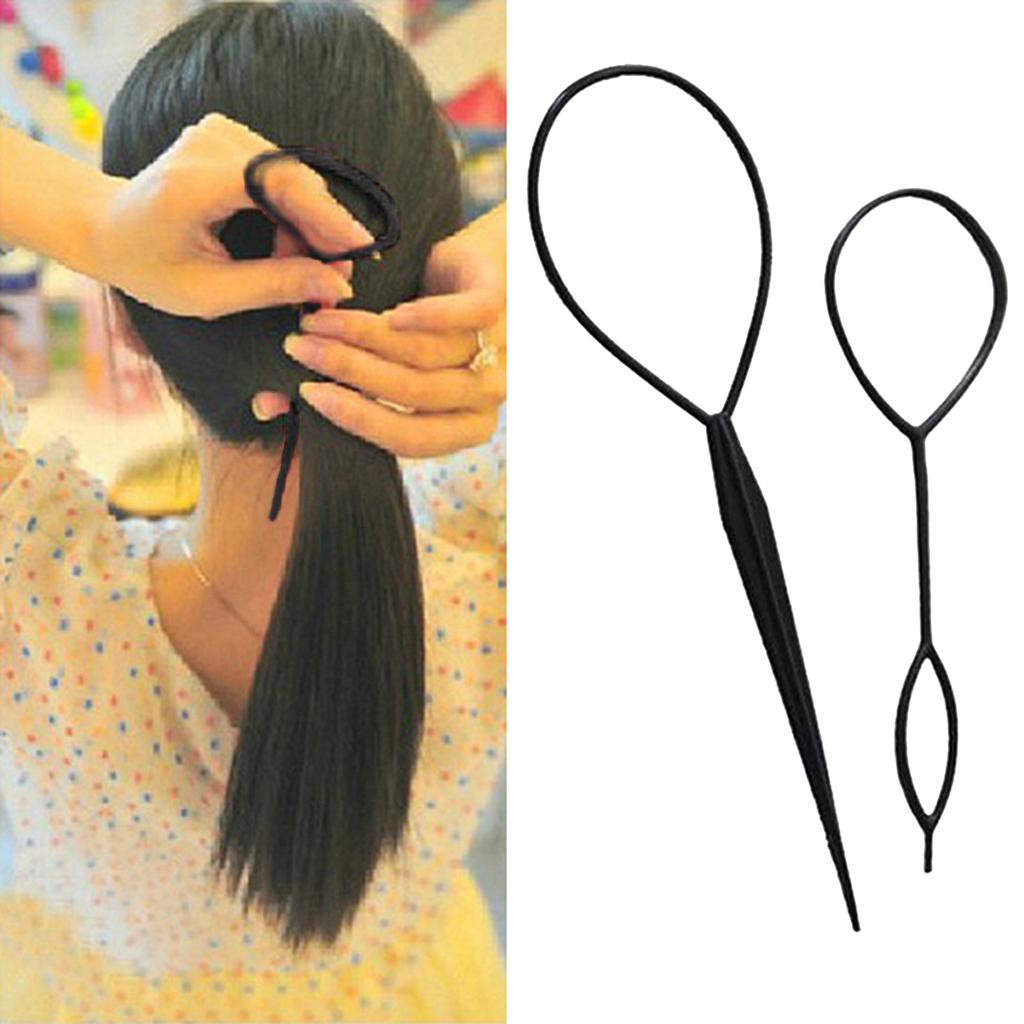 Hair Tail Tool Set 10 Pack Hair-Loop Tools with 2 Size Hair Braiding Tool Quick Hair Styling Tools Girl Ponytail Maker