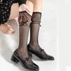 Fishnet Knee Highs Socks Meshes Socks Sweet Bowknot Tie Fishnets Tights Cosplays Costumes Sweet Tube Socks Stockings