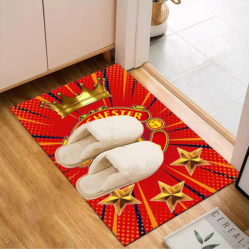 Manchester United Crest Rug Game Carpet, Floor Mat for Bedroom Living Room Entryway Rug, Home Decor Idea Gift for Christmas birthday