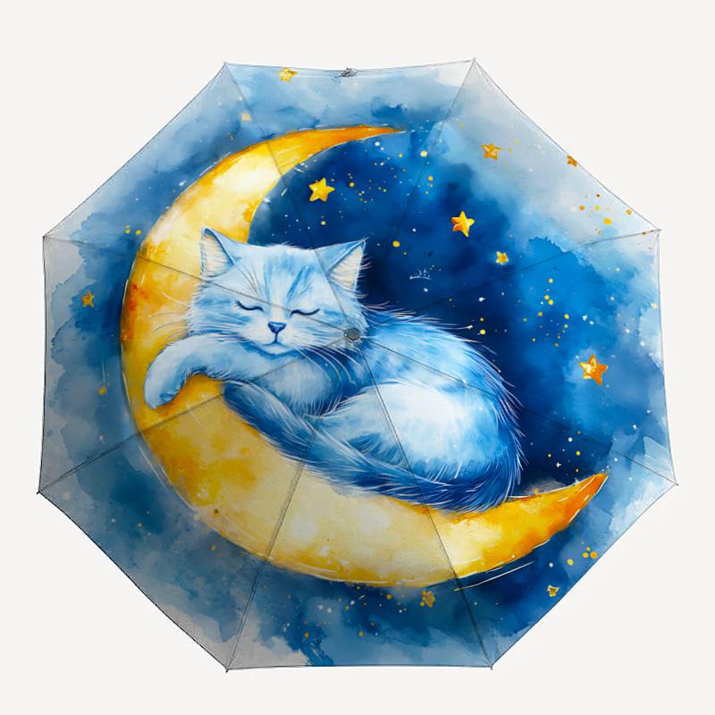 

1pc Moon Cat Automatic Folding Umbrella - Compact 8-Rib Design, Durable Plastic & Iron, Lightweight for Outdoor Daily Use179