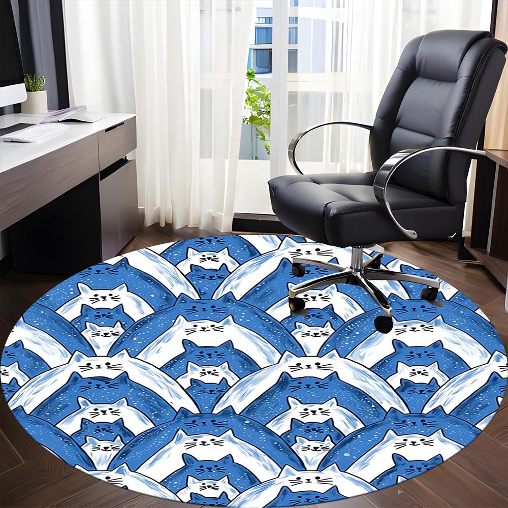 1pc Cat Kaleidoscope Office Round Area Rug, Indoor Mat Suitable For Office, Under Office Chairs Bedroom Living Room Home Decor, Room Deco 117