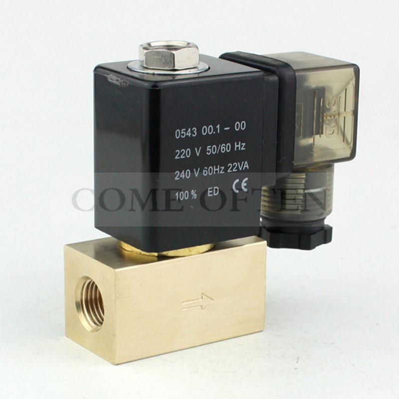 Válvula Solenoide de Alta Pressão de Água e Ar 80bar 2 Vias 1/4 3/8 1/2 BSP 12V 24V CC AC220V Normalmente Fechada Ação Direta Válvula de Latão