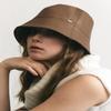 Wide Brim Leather Bucket Hat H015 BROWN