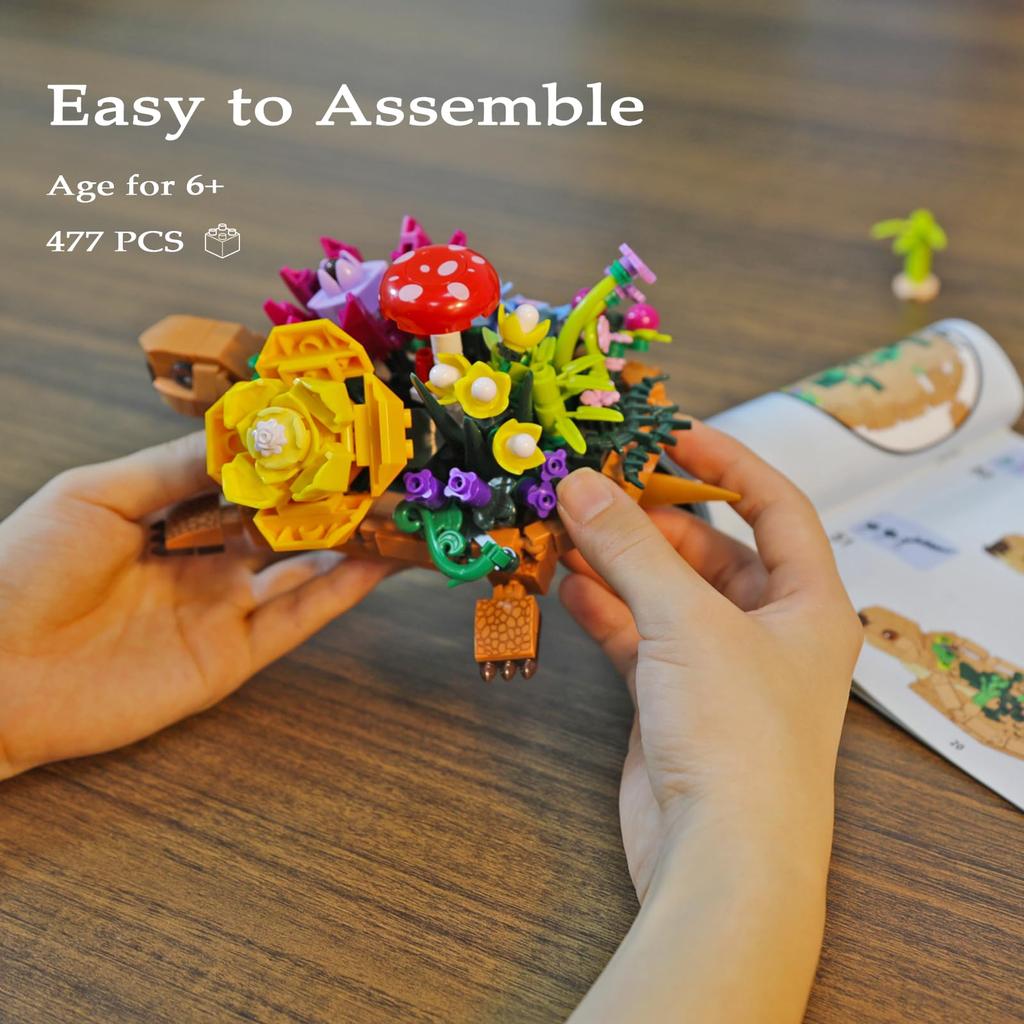 477 Piece Sea Turtle Succulent Planter Building Set Compatible With Lego Turtle Flowers Potanimals Botanical Collection Buildin