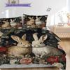 Rabbit Pattern Bedding Quilt Set Quilt Cover Pillowcase Home Decoration Birthday Gift (1 * duvet cover + 2 * pillowcase, without core)