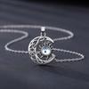 Retro Trendy Imitation Moonstone Sun Moon Pendant Necklace for Women Exquisite Stainless Steel Collarbone Chain Jewelry Gifts