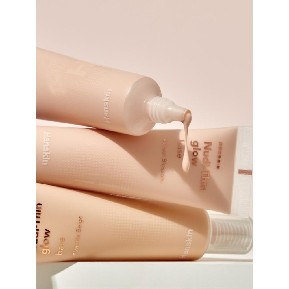 Hanskin Nude Thin Glow Base 30мл Spf35 Pa++ Cool Blossom Ванильный Бежевый Vanilla Beige+7 Free Puffs [B0011477]