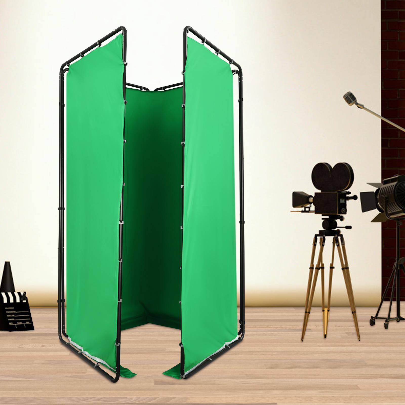 

4 Panel Room Divider Screen - Photography Backdrop Stand with Green Cloth, 4x2.4m, Portable Floor Standing Background Support зелёный