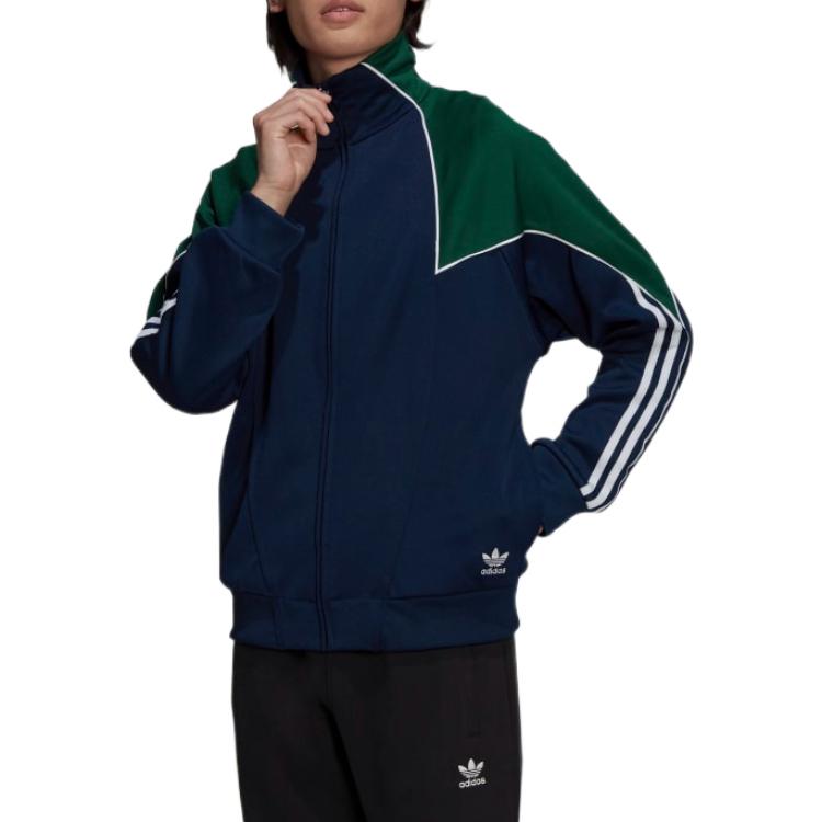 adidas Giacca con zip Originals Big Trefoil Logo astratto a blocchi di colore Uomo Giacca Verde GE6235