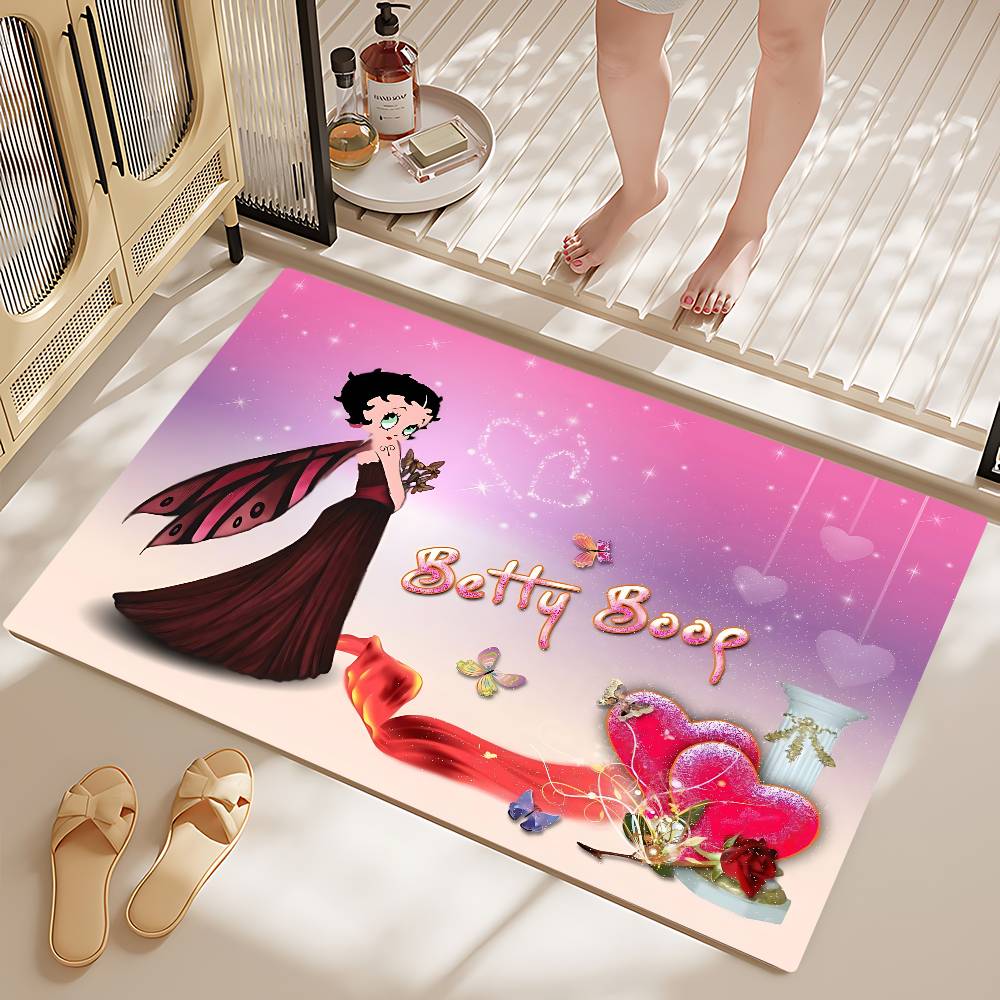 

Cute B-Betty Boop Bathroom Mat Retro Multiple Choice Living Room Kitchen Rug Non-Slip Bedside Mats 40x60 cm