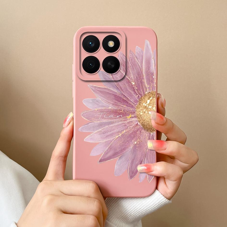 Hülle Für Huawei Honor X8c 7S 10i 20 20e 30 30S 50 50SE 60SE 70 Lite Pro Plus Hübsche Bunte Blume Flüssig Silikon Anti Rutsch Gehäuse Für Huawei Hülle