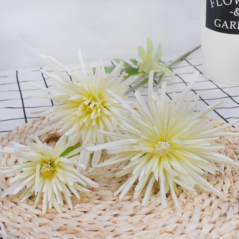 Three-Headed Chrysanthemum Artificial Flowers for Home and Wedding Decor