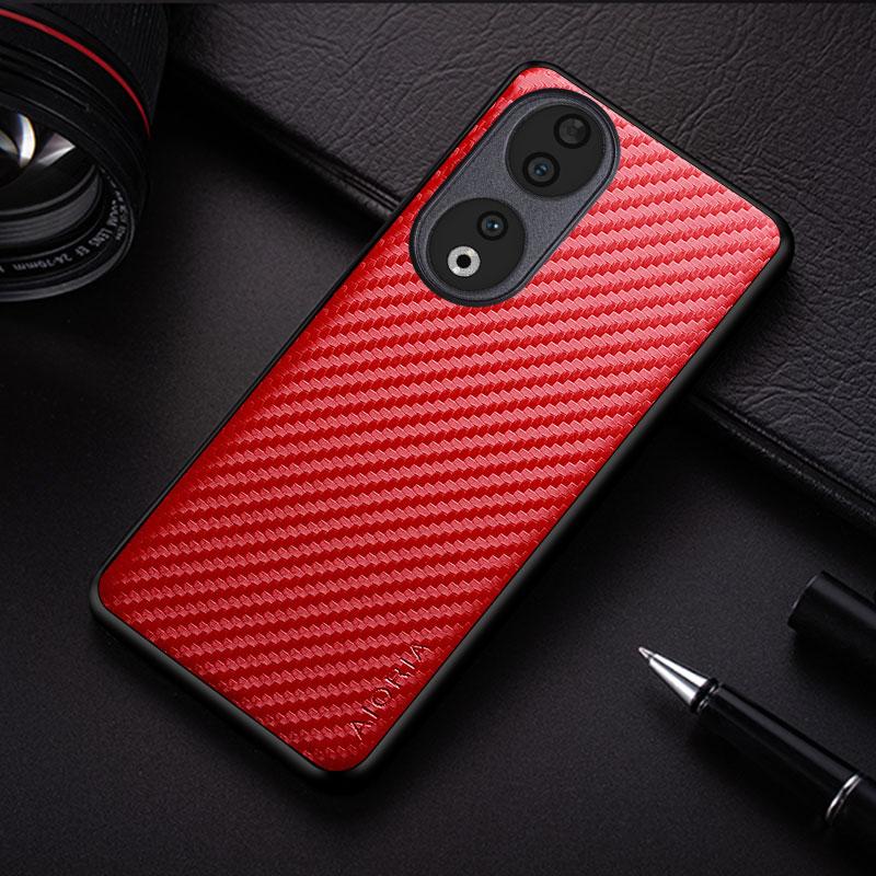 

Ударопрочный тонкий чехол из углеродного волокна для Honor 90 70 50 20 10 Pro Lite, противоскользящий, защищающий корпус телефона по всей площади Honor 90 красный