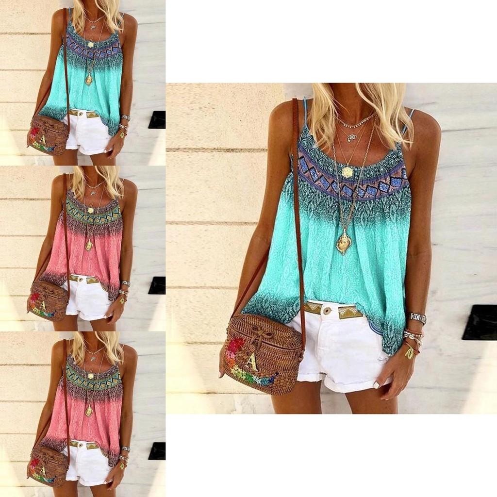 Chic Plus Size Women's Summer Floral Print Sleeveless Cami Blouse For Holidays