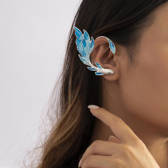 

Зажим для ушей 3D «Рыбий хвост» со стразами, инкрустированные ювелирными изделиями, синие окрашенные эльфийские уши E