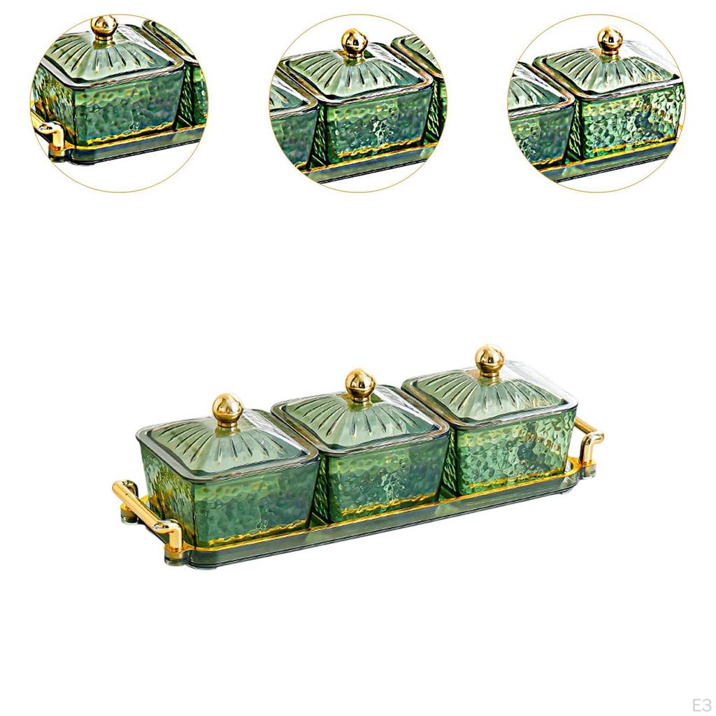 Dried Fruit Organizer Candy Box 3 Compartments Multifunctional Snack Holder Tray for Parties