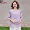 YUZHAOLIN Middle-Aged Women's New Chinese Style Embroidered Faux Two-Piece T-Shirt