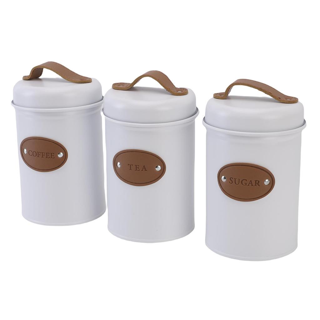 3PCS Food Sealing Storage Container Multifunctional Candy Tea Coffee Storage Canister for Kitchen Beige