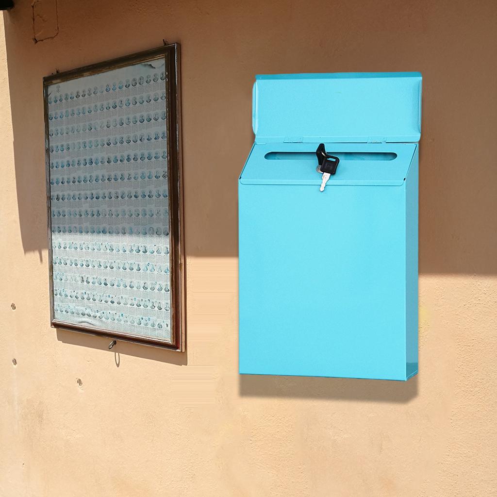 Vertical Mailbox Wall Mounted Deposit Suggestion Drop Box Secured Payments Key Paperwork Postbox Case Office Room Rural Decor