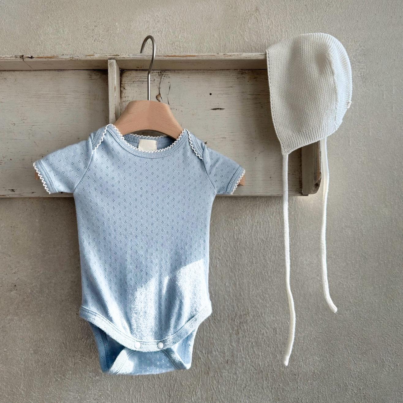 

Летний комбинезон для новорожденных девочек с вышивкой из жаккарда А-типа - легкий и дышащий 66cm небесно-голубой