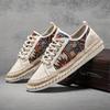 Men's Boho Hemp Sole Shoes - Breathable Casual Vintage Style, Seasonal Wear Embroidered Designs