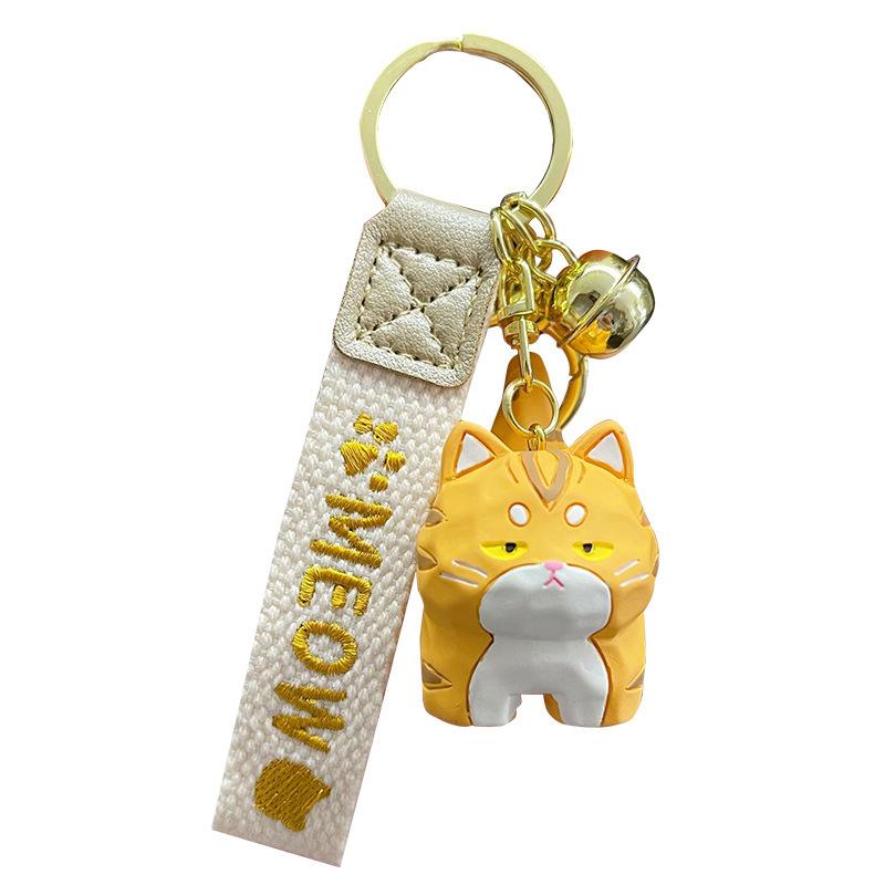 Resin Wood Carved Cat Keychain Cute Cartoon Animal Keychain Creative Exquisite Keychain Bag Pendant For Kids Gift