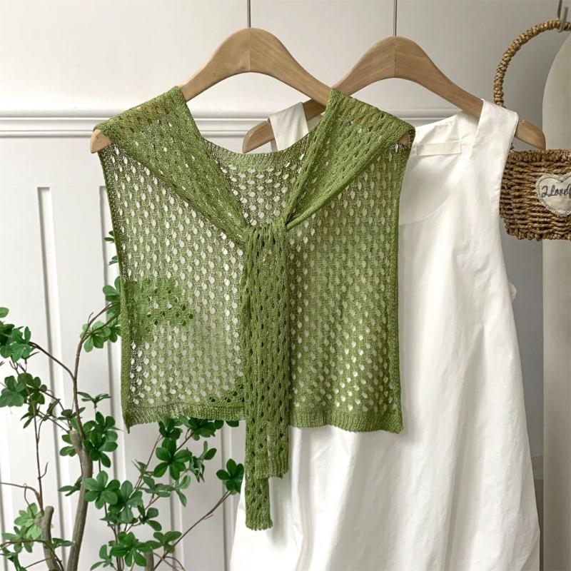 Coprispalle a Maglia Traspirante con Design 3D su Misura, Sciarpa Estiva a Rete con Foro e Finto Collo, per Ambienti Climatizzati