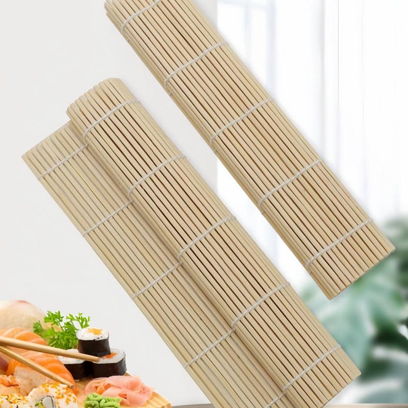 1piece simple white sushi tool bamboo woven sushi curtain suitable for kitchen and restaurant