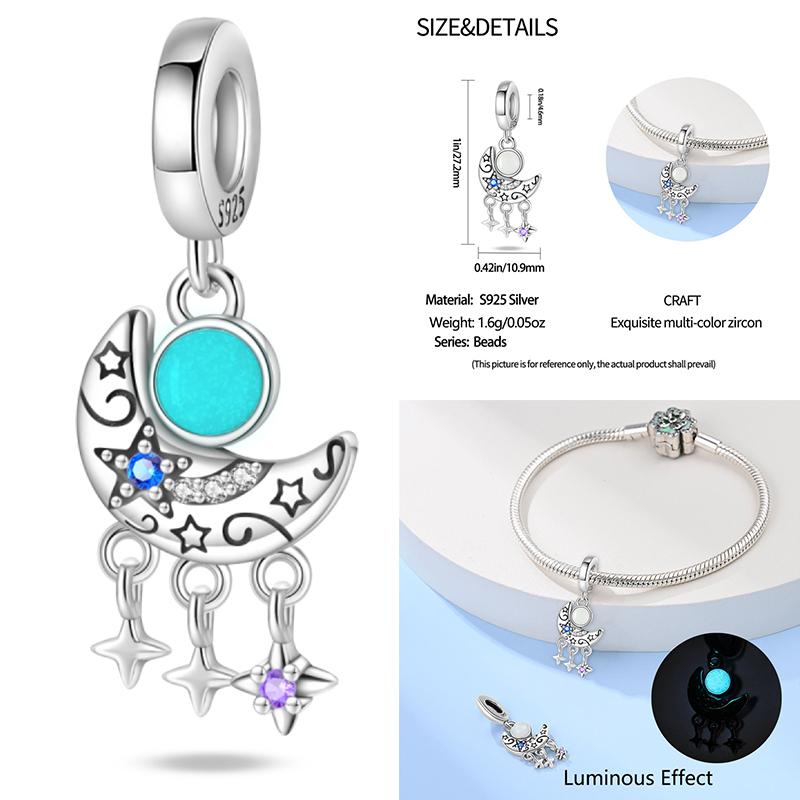 Kupfer Blaumond Glühwürmchen Dekorativer Anhänger Charm Kompatibel Mit Original Armband Armband Charm Perlenkette Diy Damen Schmuckstück