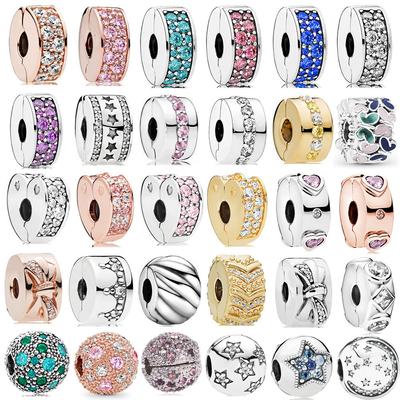 Nueva moda brillante estrella bola corazón clip cuentas ajuste nuevo encanto pulsera mujeres joyería europea 