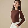 Women's Autumn And Winter Long Sleeved T Shirt With Added Velvet Base