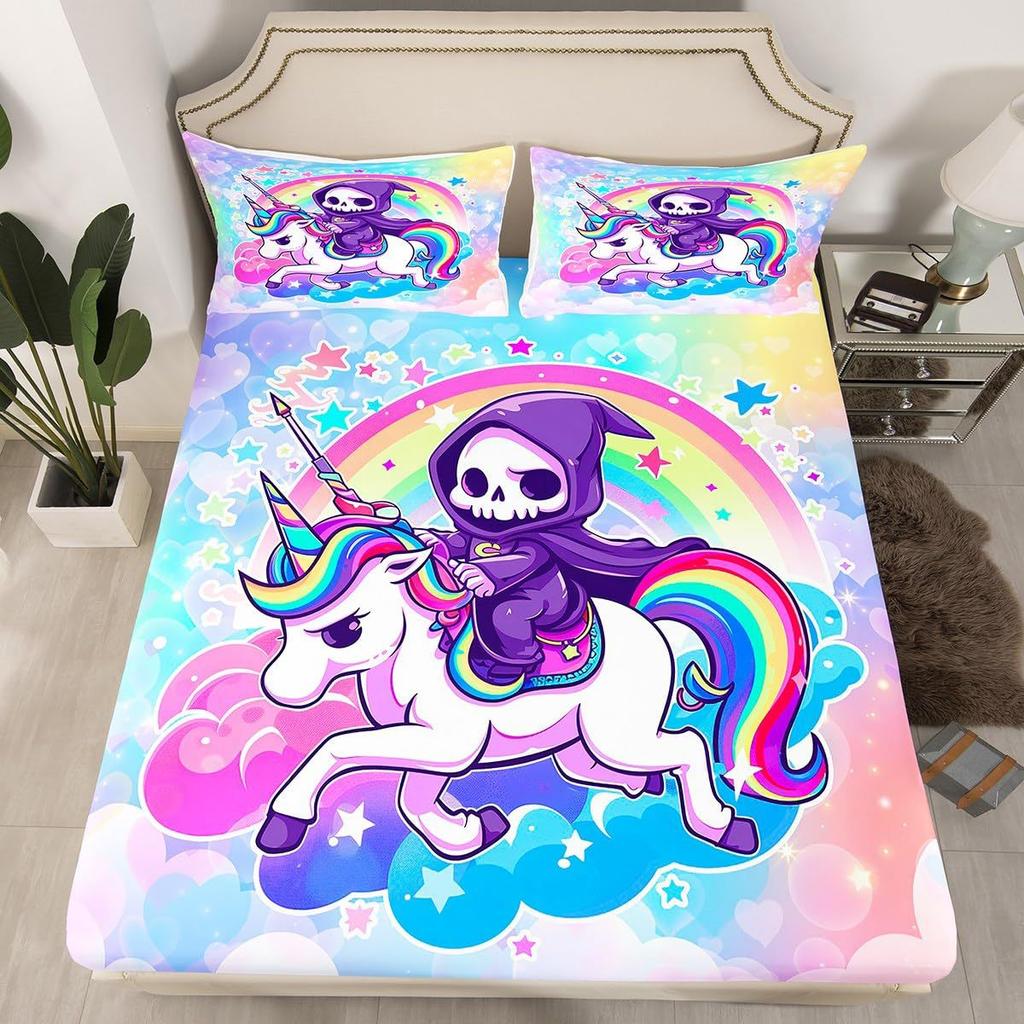 Halloween Ghost Pattern Bed Hat Three-Piece Digital Printing Bedding Bed Hat Three-Piece Set Children And Adults