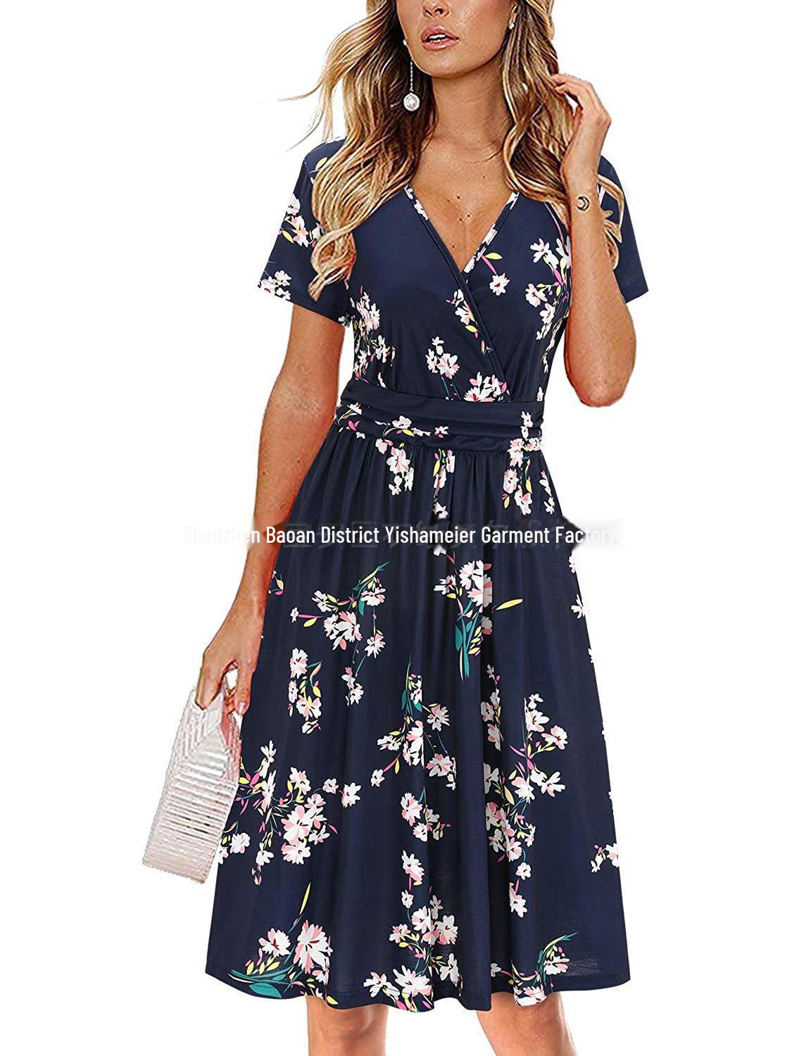 

Женское летнее платье-халат с V-образным вырезом, карманами и принтом Amazon 2024 года XL