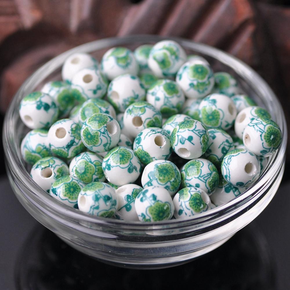 

20 шт. Круглые бусины-разделители из керамического фарфора с цветочными узорами, 10 мм, 12 мм, лот для DIY поделок, браслетов, аксессуары для изготовления ювелирных изделий 10mm-20pcs
