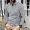 Autumn New Arrival Solid Colour Collared Pocket Button-Front Casual Long-Sleeved Polo Shirt for Men
