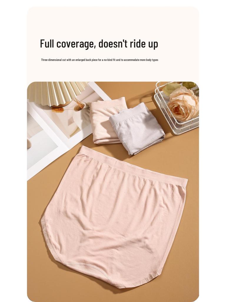 Seamless High Waist Plus Size Women's Panties with Antibacterial Crotch - Breathable Briefs for 200 lbs