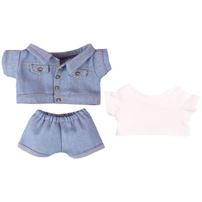 Niannyyhouse Plüsch Jeansjacke und weißes T-Shirt, 20 cm Puppenkleidung, Baumwollpuppenkleidung (Hellblau)