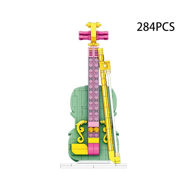 Instrument Model Assembly Toy Bricks Plastic Guitar 286pcs Piano 296pcs Violin 284pcs Keyboard 276pcs Pipa 297pcs