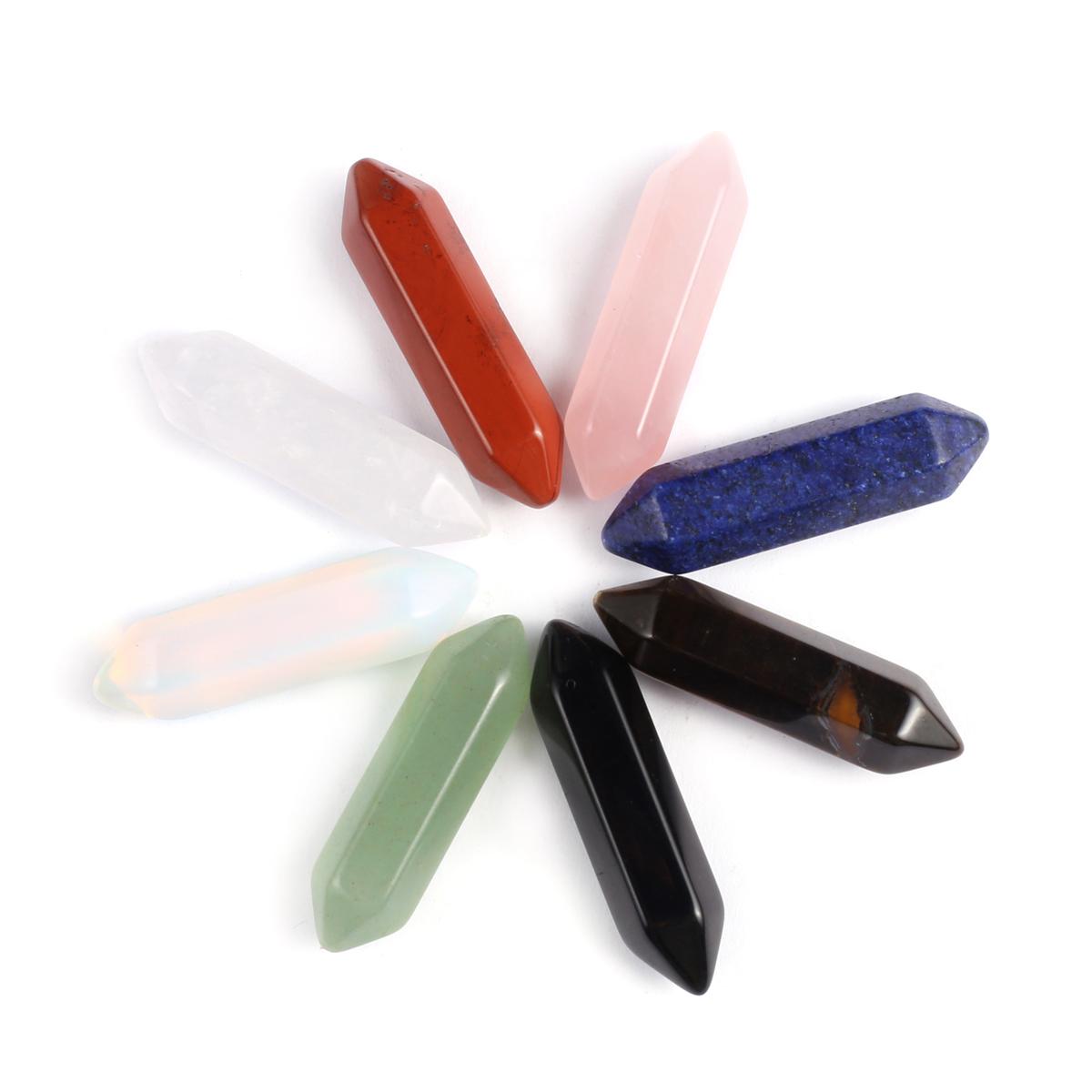 

5 шт. случайный цвет, украшения из натурального камня, декоративная шестиугольная призма, кристалл, кварц, опал, лазурит, агат, ювелирная мебель, домашний декор 31x9 мм