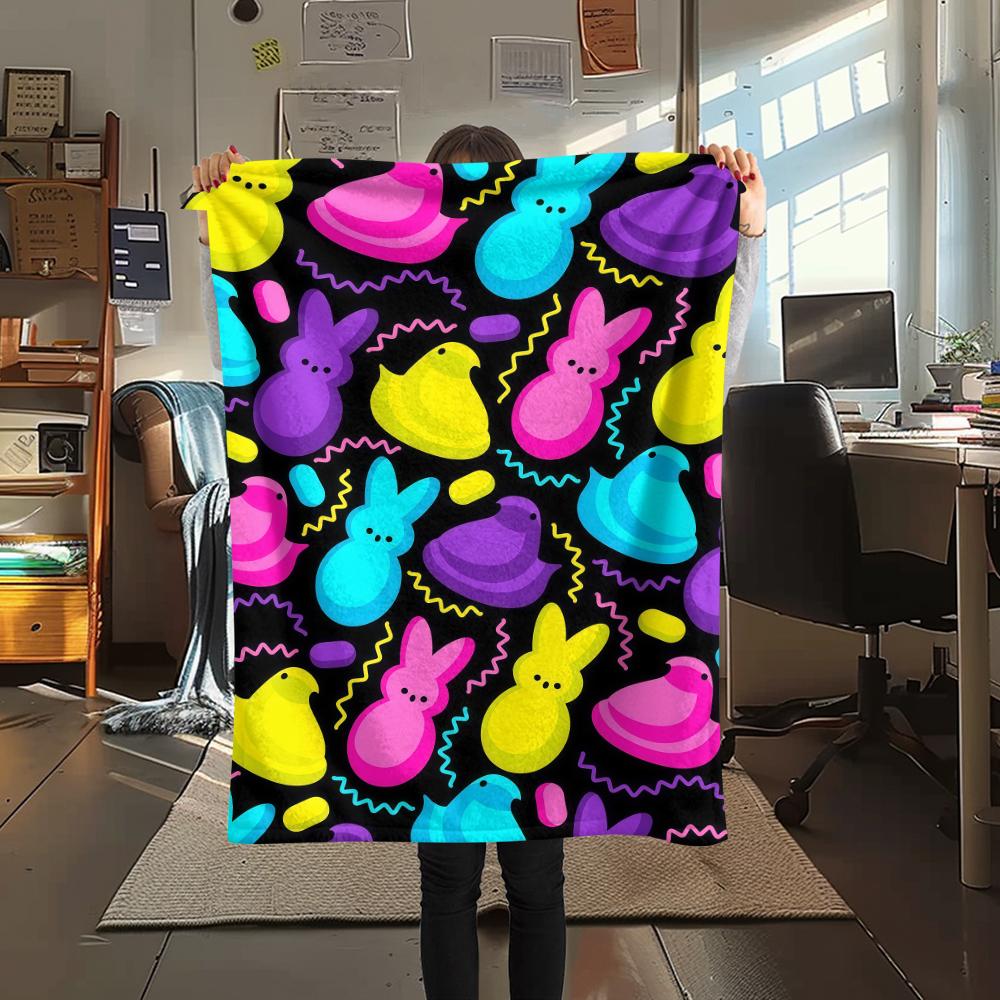 Easter Egg Print Flannel Blanket,High Quality Comfortable for All Seasons,Home Decor,Warmth and Comfort,Perfect for Christmas Gifts