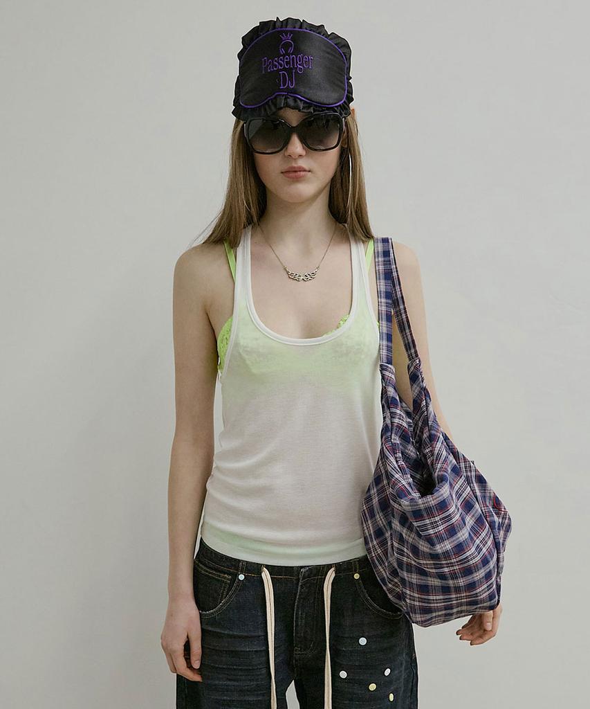 Sculptor Plaid Big Hobo Bag Navy
