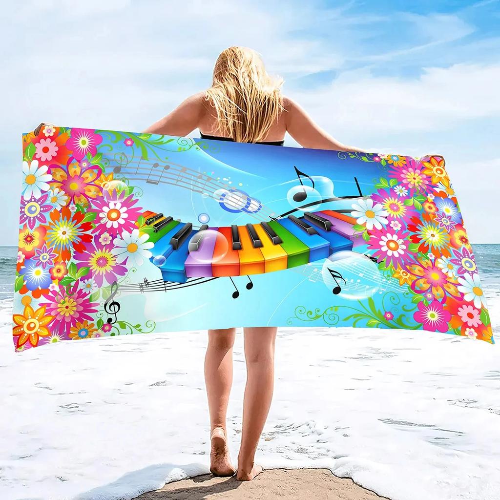 Musical Note Beach Towel Quick Dry Microfiber Absorbent Bath Towel Outdoor Travel Sport Oversized Beach Towels for Adults Kids