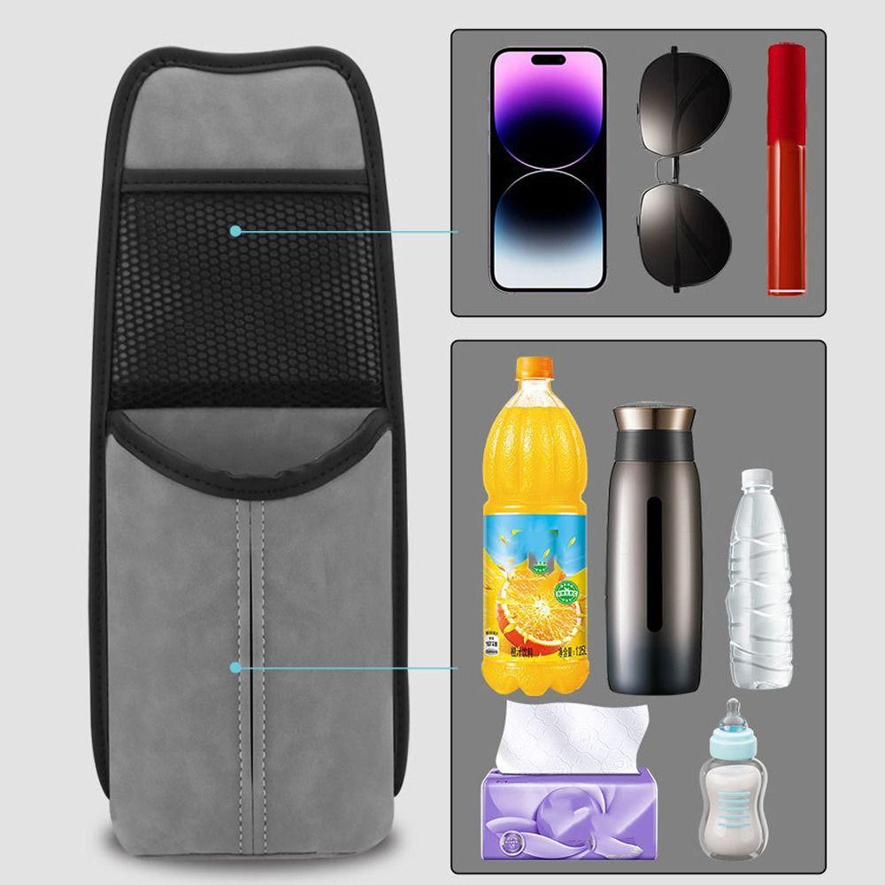 Porte-bouteille d'eau de voiture en cuir PU Sac de rangement multifonctionnel pour côtés de siège Organisateur de mouchoirs Support suspendu pour bouteilles d'eau