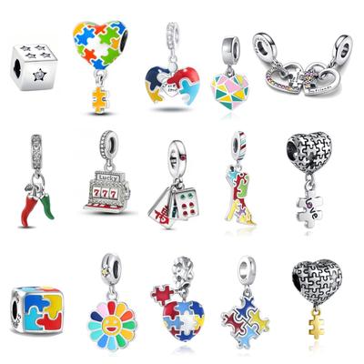 New Copper Charm Saw Puzzle Rubik'S Cube Palm Diy Fine Bead Fit Original Pendant Charms Bracelet For Women