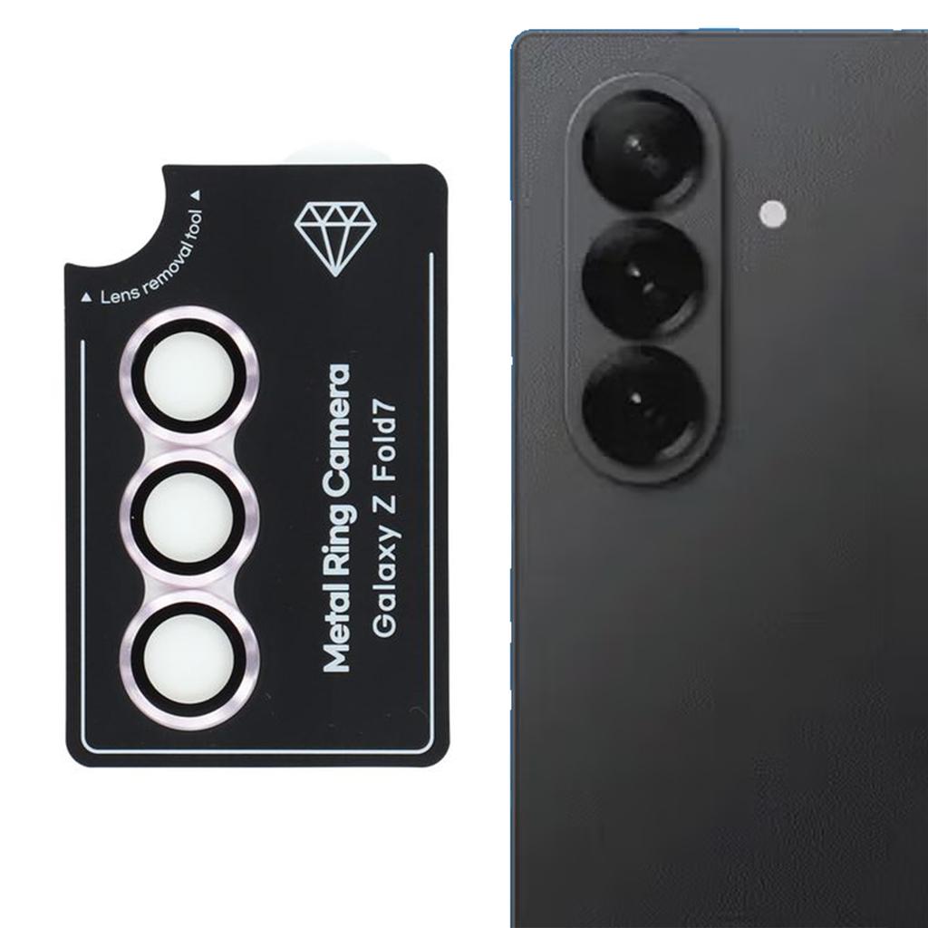 For Samsung Galaxy Z Fold7 5G Camera Lens Protector Set Electroplating Metal+Tempered Glass Individual Lens Film