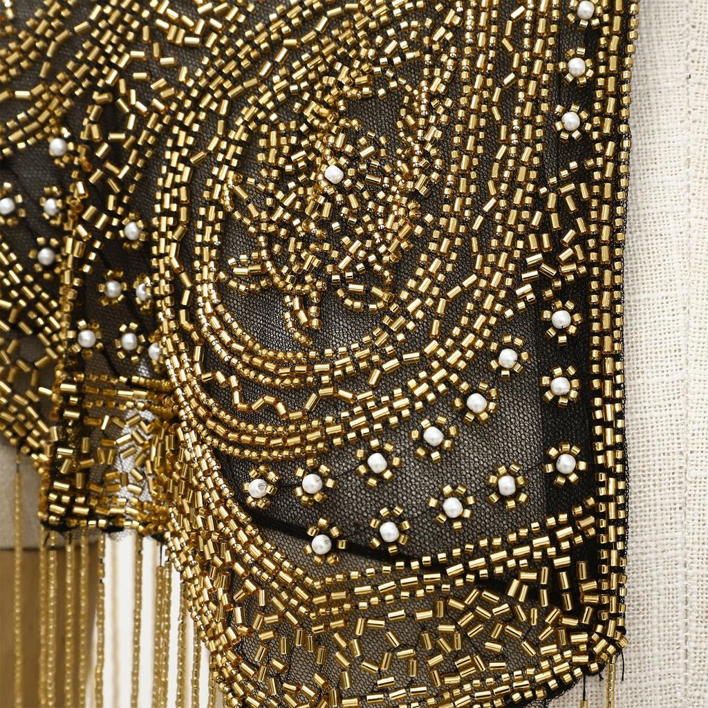 Women 20s Flapper Long Fringed Shawl Sequin Beaded Tassel Evening Cape Wrap for Wedding Reception Special Events