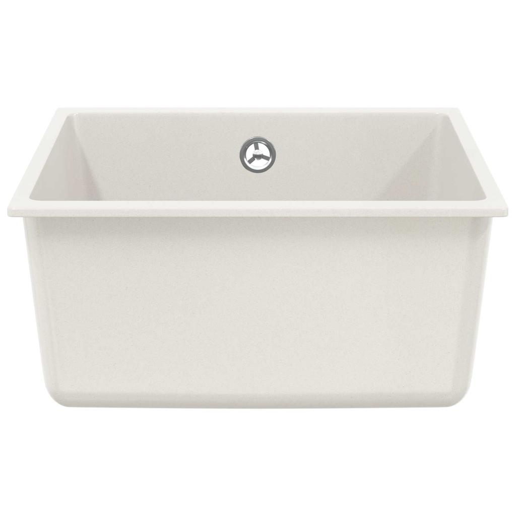 White Kitchen Sink 430 X 460 Mm Made of 80percent Quartz and 20percent Resin