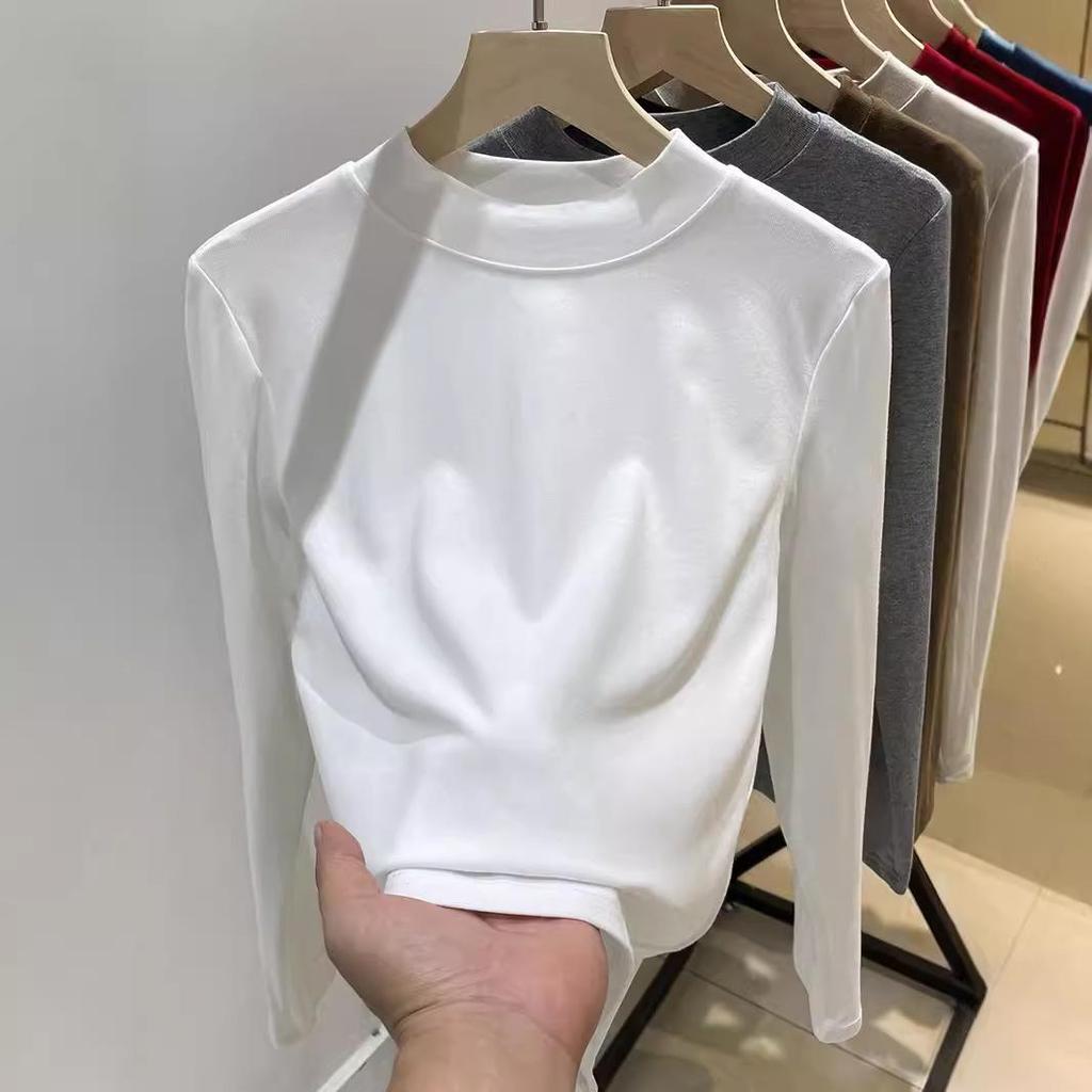 Women's Slimming Half High Neck Long Sleeve Base Layer T-shirt for Autumn/Winter 2025